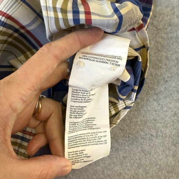 Beretta Mens Collared‎ Button-Up Shirt Plaid Long Sleeve Blue Cream Size US XL - Picture 10 of 12